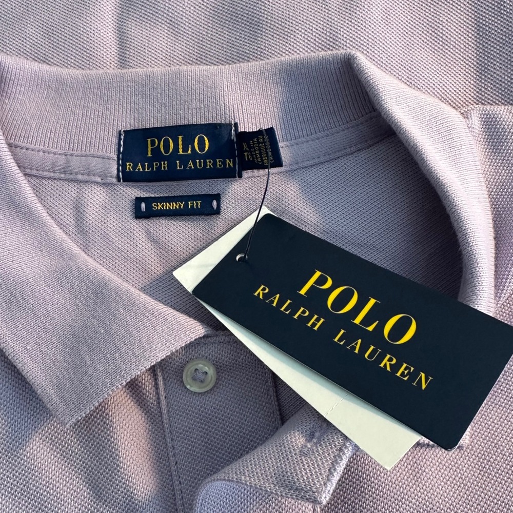 Polo Ralph Lauren Skinny Fit Cotton Pique Shirt Size XL Purple Preppy NEW‎ - Picture 8 of 10